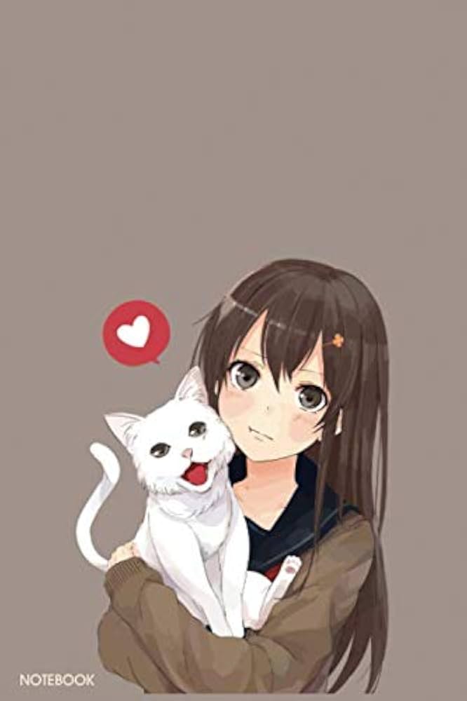 Anime Notebook: Cute Anime Girl: Journal 6x9 for anime lover weebs otaku  (cute anime girl holding a cat)